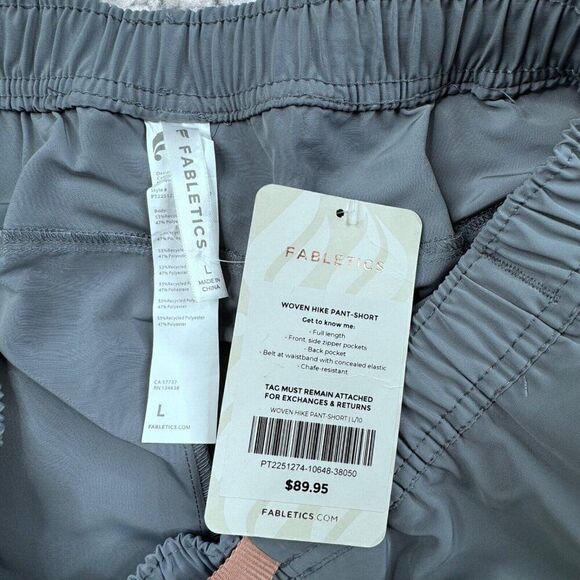 Fabletics Woven Hike Pant Gray Large Short NEW - Picture 4 of 11